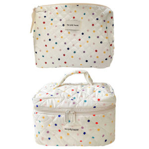 Colorful Polka Dots Cosmetic Bag Large Capacity Travel Makeup Pouch Makeup Organizer Storage Bag for Women and Girls