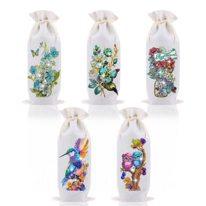 1pc/Set DIY Owl Diamond Art Wine Bottle Bags Birds Diamond Painting Wine Bottle Bags Flowers Diamond Painting Christmas Wine Bag
