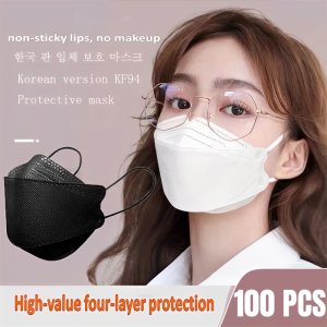 Free Shipping 100 Pcs 4Layer Kf94 Korean Face Mask Pm2.5 Protective Disposable Kf94 Face Mask KN95 Mask Nanofiber Filter Face Mask KF94 Mask Medical Anti-Dust Anti-Fog New Face Mask Korea KN95