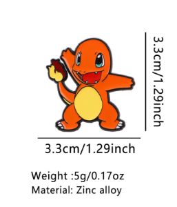 Bandai | Anime Pokemon Characters Enamel Brooch Badge 4Pcs Pikachu Charmander Squirtle Bulbasaur Figure Lapel Pins Gifts for Kids Fans