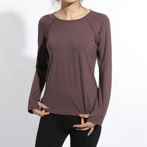 Luoke New Fitness Long-sleeved T-shirt Female Vibrato Fast-hand Yoga Clothes Slimming Plus Size Loose Top