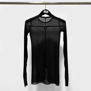 23fw Ro Dark Style Bottoming Thin Material Womens Knitting T Tops T-shirt Trendy Close-Fitting Womens Plaid Dark Fashion