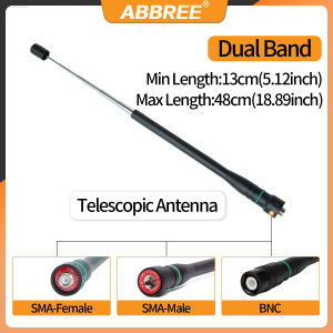 ABBREE | ABBREE AR-775 Telescopic Antenna SMA-Female/Male/BNC Dual Band Antenna For Quansheng UV K5 K6 Baofeng UV-5R BF-888S 21 Ham Radio