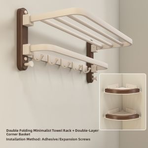 Morotel | Walnut Wood Bathroom Towel Rack Retro Design