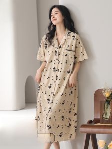 MiiOW | MiiOW Cat Person Robe Nữ Mùa Hè 2025 Áo ngủ tay ngắn nhẹ thoáng khí thường ngày có thể mặc ngoài trời Áo ngủ mặc nhà