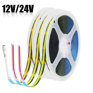 Black PCB COB LED Strip Light 3000K 4000K 6000K 12V 24V 320LED/m High Density Lighting for Kitchen Cabinets Flex Tape RA90 IP30