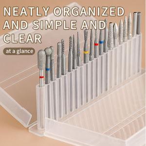 Transparent Acrylic 24 Hole Nail Drill Bit Stand Storage Box Portable Dustproof Display Case Gel Polish & Cat Eye Nail Art Tool