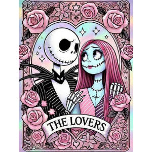 1 piece - Potdemiel-5D-DIY - Flocking cloth - Special drill - Diamond painting set - Skull couple - Diamond art
