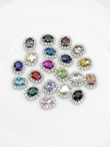 Silver Base Oval 12X14MM Hand Sewn Glass Rhinestones Shiny Sparkling Diamond Accessories for Clothes DIY Fashion Jewelry