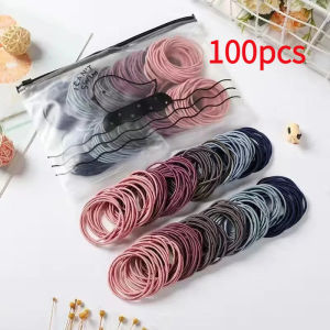 New 100PCS/Set Women 4CM Basic Nylon Elastic Hair Bands Ponytail Hair Scrunchie Rubber Bands Headband Hair Accessories Headwear