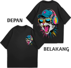 kaos pria dewasa motif depan belakang lengan pendek atasan kaus distro laki laki baju oblong cowok - KUCING 002, 005, 006