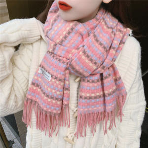 Phong Cách Hàn Quốc Khăn Quàng Cổ Giả Cashmere Kẻ Caro Khăn Quàng Cổ Hai Trong Một Ấm Áp Sinh Viên Cổ Ấm Áp Er Spring Mùa Thu Mùa Đông Khăn Quàng Cổ Hình Chữ Nhật