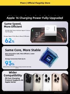 pisen | GaN Fast Charger for iPhone iPad