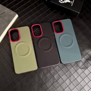For Magsafe Magnetic Phone Case for OnePlus Ace 6 6T 15R  Soft TPU+Nylon Woven Luxury Leather Back Shockproof Protection Cover