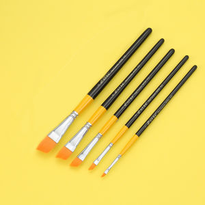 แปรงไนลอนด้ามสั้นสีทึบหัวเฉียงแปรงอะคริลิคสีน้ำเหมาะสำหรับผู้เริ่มต้นวาดภาพศิลปินนักเรียน