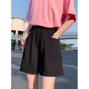 กางเกงขายาวทรงเอเอวสูงทรงหลวมสำหรับผู้หญิงไซส์ใหญ่ กางเกงขาสั้นลำลองฤดูร้อน 2024 เสื้อผ้าทำงานสไตล์เกาหลี