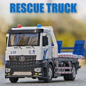 1:24 Electric Trailer Flatbed Truck Sanitation Garbage Car Model Toy Light Music Engineering Vehicle Models Kids Best Presents