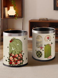 ถังขยะแบบสองชั้นความจุขนาดใหญ่สำหรับใช้ในบ้านสไตล์ย้อนยุค ถังขยะแบบหนังสำหรับห้องน้ำ ถังขยะสำหรับห้องนั่งเล่น ถังขยะสำหรับห้องครัว ถังขยะสำหรับห้องนอน
