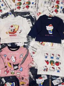 น่ารัก เสื้อยืดแขนยาวตัวเล็กของ Kitty Mcdonald หวาน และสาวสไตล์เผ็ด ผ้าฝ้าย เสื้อยืดฐาน ฤดูใบไม้ผลิ ฤดูร้อน การ์ตูน พิมพ์ลาย
