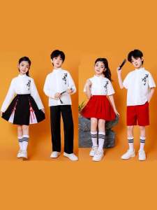 เด็กเสื้อผ้าสไตล์จีนบทกวี Recitation การประชุมกีฬาโรงเรียนประถมศึกษา Graduation Class ชุดประสิทธิภาพหญิง