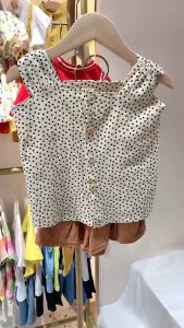 kid clothes for girl suits girls sleeveless sling printed breathable shorts sweet summer button fashion two-piece set