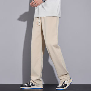 Quần Dài Nam Mùa Xuân Thu Màu Trắng Rộng Rãi Ống Đứng Thể Thao Thường Ngày Dài Lót Lông Cừu Mùa Thu Đông Quần Dài