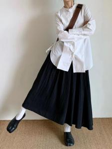 Fat Sister Japanese Style Suit Skirt Female Plus Size Yamamoto Style Dark Retro Pleated Skirt Mid Length Long Length A- line Skirt