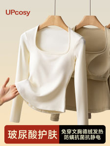 Warm Long Sleeve Womens Base Shirt Inner Wear Slim Fit White Vest Autumn Winter Thermal Underwear Fleece Lined T-Shirt