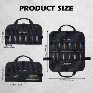 Goture Fishing Jig Lure Bag Mesh Pockets Water-Resistant 600D PU Fishinig Lure Bag Saltwater FreshwaterDetachable Compartment