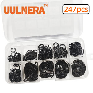 UULMERA 247Pcs Snap Ring Shop Assortment Alloy Steel External Circlip Snap Retaining Clip Rings Set10 Sizes(M8-M17)