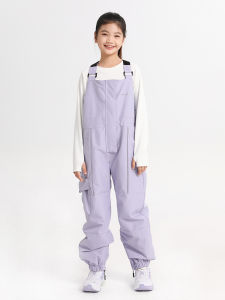Girls Ski Pants Childrens Outdoor Warm Windproof Water-resistant Cotton-filled Snow Clothing Sport Style Polyester Fiber