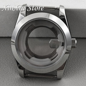 Ladies Women 31mm Silver Stainless Steel Watch Case With Strap Fluted Bezel Sapphire Glass Magnified Fit For NH05 NH06 Movement