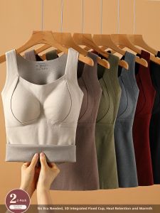 Oubiman | Warm Graphene Fleece Womens Underwear Top with Built-in Padded Bra
