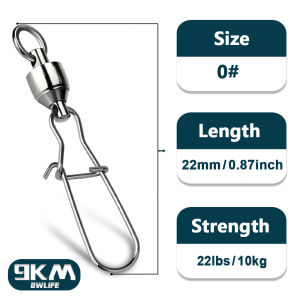 10Pcs Fishing Ball Bearing Swivels Duolock Snap Stainless Steel Fishing Connector Swivels with Crane Barrel Lure Fish Tackle