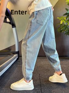 Trendy Harlan Jeans Mens Loose Cuffed Nine-Piece Pants 2025 New Spring Autumn Casual Mens Jeans Wear Resistant Loose Fit