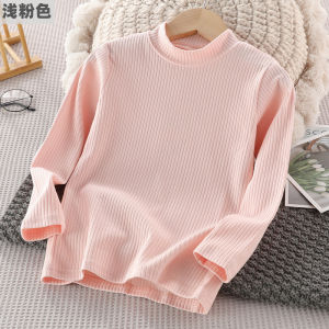 Áo Thun Cotton Dài Tay Cổ Cao Cho Trẻ Em Mùa Thu Đông Mặc Trong Quần Áo Trẻ Em Trai Gái Thoải Mái Thoáng Khí