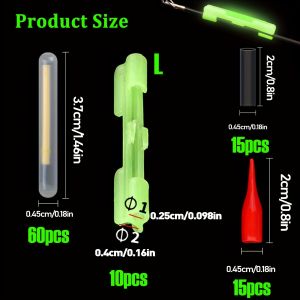 100PCS Fishing Glow Sticks Set Rod Tip Lights Night Fishing Float Glow Sticks Indicators for Night Fishing Accessories