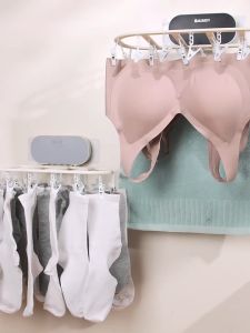 Foldable Multifunctional Hanger Rack with Clip Wall-Mounted Bathroom Bedroom Laundry Drying Sock Underwear