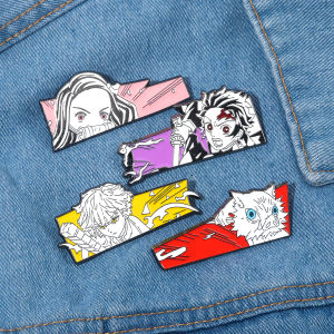 New Metal Enamel Kamado Tanjirou Kamado Nezuko Brooches Demon Pins Slayer Badge Cosplay Props Men Women Backpacks Jewelry