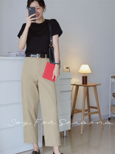 High Waist Pure Color Balloon Pants Womens Casual Trousers Breathable Flared Leggings Straight Cut Long Pants Commute Style