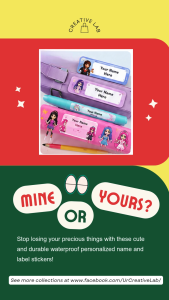 Cute Waterproof and Durable Personalized Name Labels for Kids School Supplies