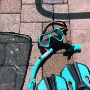 Diving Mask Fin Snorkel Set for Adult Panoramic View Snorkel Mask Adjustable Dive Flipper Dry Top Snorkel and Travel Bag