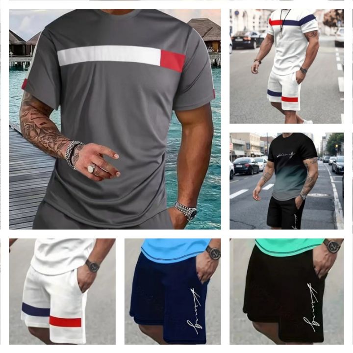 Summer Sportswear Trend Men 3D Printed Tracksuits Clothing Casual Shorts And Tshirts Set Sweat Suits Summer Tracksuit Men Sets