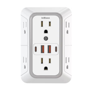 US Multi Socket Wall Socket with 6 AC Outlets 4 USB Port(2 Type C) Universal Plug Power Strip Network Filter Fast Charging