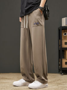 Ice Silk Mens Casual Pants Summer Lightweight Loose Straight Leg Trendy Extended Drape Wide Leg Long Trousers Fashionable Loose Fit Youth Popular Summer Sportswear