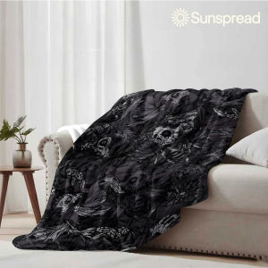 Beast Kingdom | Dark Skull Bat Texture Soft Warm Flannel Blanket Lightweight Cozy Christmas Halloween Home Decor Room