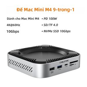 Cáp Kết Nối CABLETIME 10Gbps Cho Mac Mini M4 Hỗ Trợ 4K 60Hz Truyền Dữ Liệu Nhanh Đầu Đọc Thẻ USB-C Mở Rộng Lưu Trữ M.2 SSD SD/TF 8TB