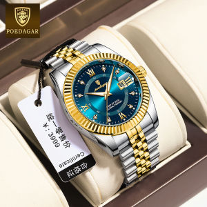 POEDAGAR luxury watch for men waterproof hot sale business stainless steel diamond calendar wristwatch