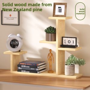 Simple Modern Desktop Organizer Rack Solid Wood Office Storage Box Creative Artistic Home Space Saving Shelf Storage Rack