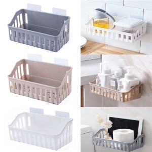 Bathroom Plastic Storage Rack Self Adhesive Seamless Kitchen Wall Hanging ABS Storage Organizer
